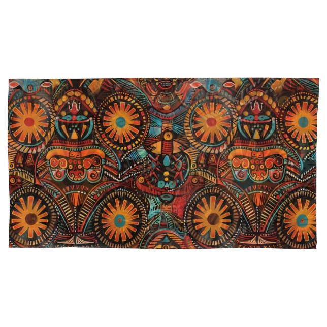 Elegant Teal "Timeless Ancestral Imprint" King Pil Pillowcase (Front-Left)