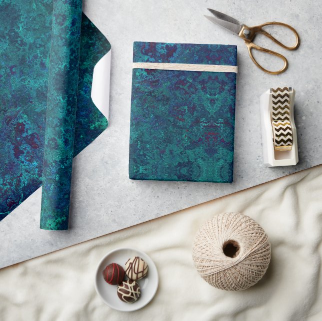 Elegant Teal Turquoise Gemstone  Wrapping Paper (Crafts)