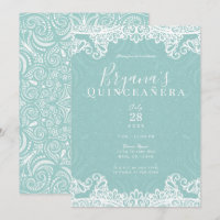 Elegant Teal Turquoise & Lace 15th Quinceañera