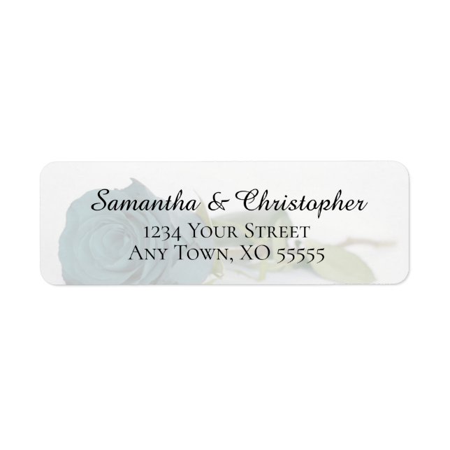 Elegant Teal Turquoise Rose Wedding Return Address Label (Front)