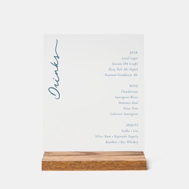 Elegant Teal Typographic Menu Sign (Front)