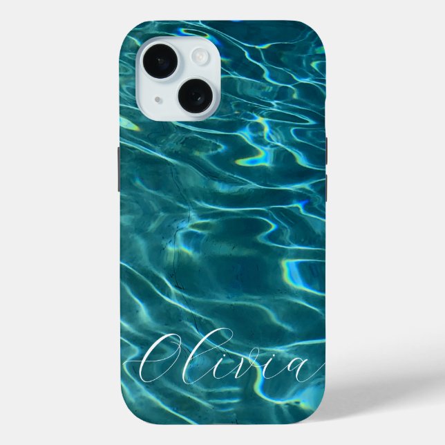 Elegant teal Water ocean waves  Case-Mate iPhone Case (Back)