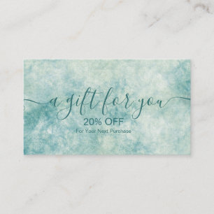 Elegant Teal Watercolor Discount Card