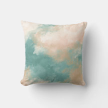 Elegant Teal Watercolor  Pillow  Modern Abstract
