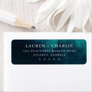 Elegant Teal Watercolor Return Address Label