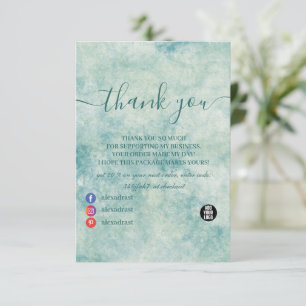 Elegant Teal Watercolor Thank You Card