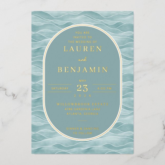 Elegant Teal Wave Motions (Front)