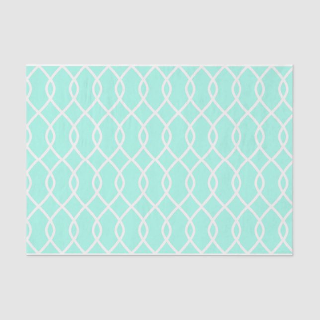 Elegant Teal Wave Pattern Tissue Paper (Front)