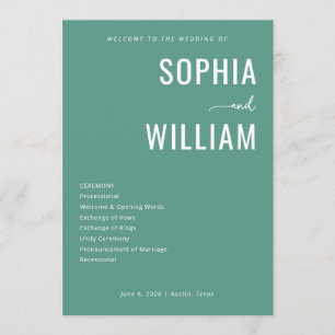 Elegant Teal Wedding Ceremony Program