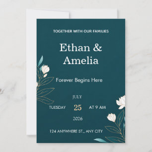 Elegant Teal Wedding Invitation