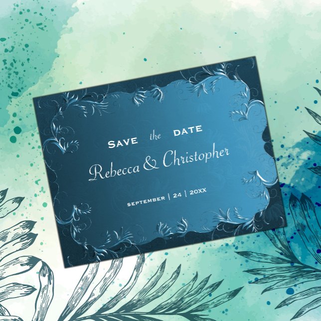 Elegant Teal Wedding Save the Date Announcement Postcard (Creator Uploaded)