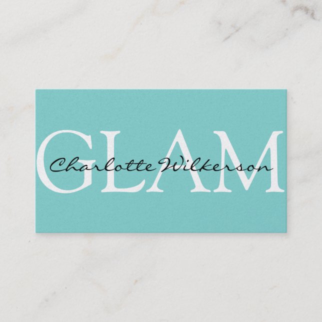 Elegant Teal White and Black Business Card (Front)