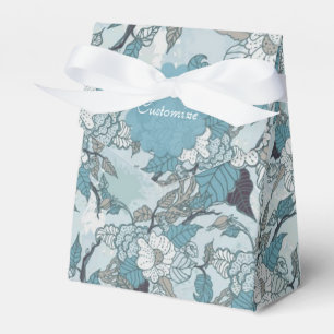 Elegant Teal & White Floral Tent Favour Box