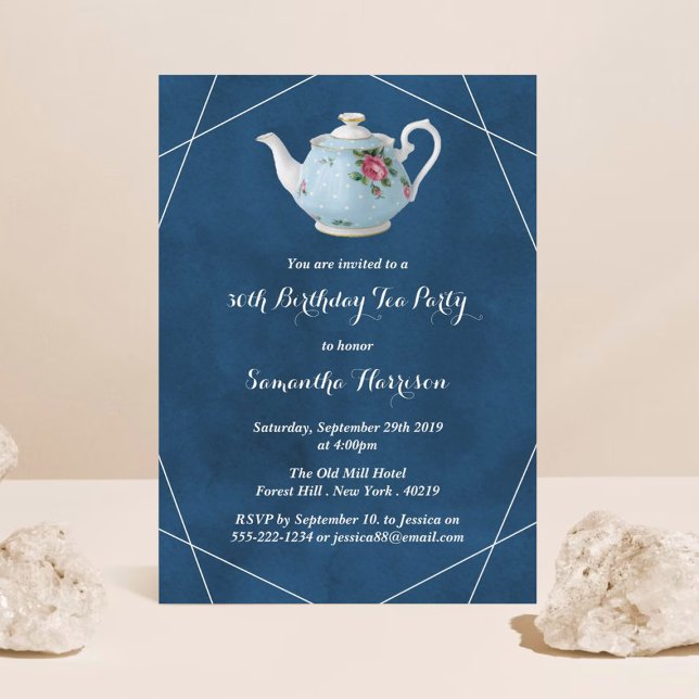 Elegant Teapot Birthday Tea Party Invitation (Creator Uploaded)