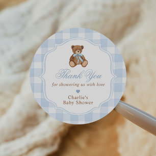 Elegant Teddy Bear Baby Shower Classic Round Sticker