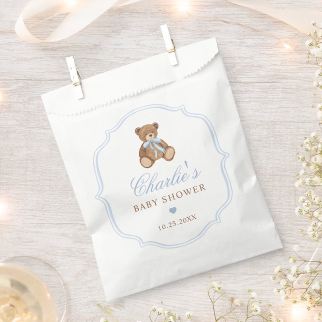Elegant Teddy Bear Baby Shower Decor Favour Bag (Clipped)
