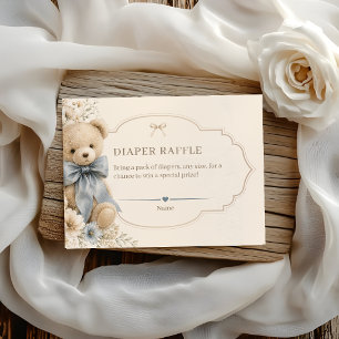 Elegant Teddy Bear Diaper Raffle Enclosure Card