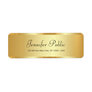 Elegant Template Calligraphy Script Glamour Gold Return Address Label