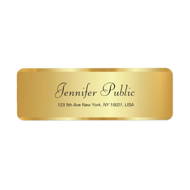 Elegant Template Calligraphy Script Glamour Gold Return Address Label (Front)