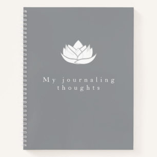 Elegant Template Grey and White Lotus Flower Notebook