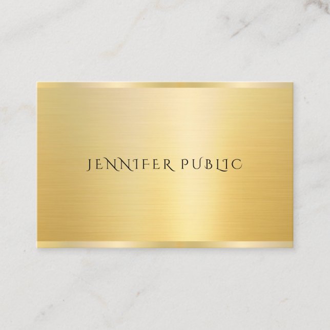 Elegant Template Modern Faux Gold Semi Gloss Business Card (Front)