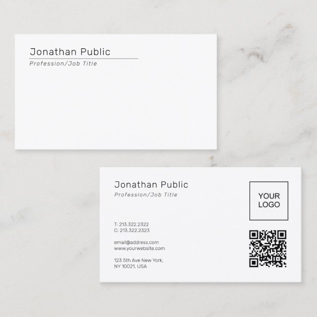 Elegant Template QR Code Upload Company Logo to Business Card (Front/Back)