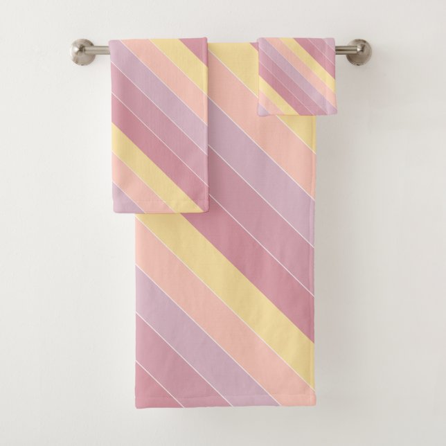 Elegant Template Trendy Pink Purple Yellow Modern Bath Towel Set (Insitu)