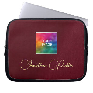 Elegant Template Upload Your Logo Custom Text Name Laptop Sleeve