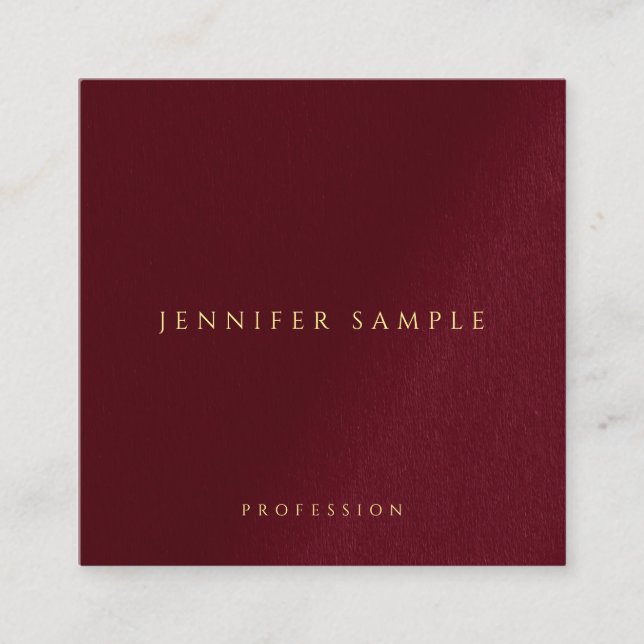 Elegant Template Your Custom Gold Colour Text Square Business Card (Front)