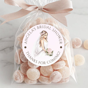 Elegant Tender Pink Bride-To-Be Bridal Shower Classic Round Sticker