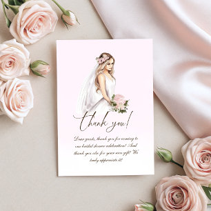 Elegant Tender Pink Bride-To-Be Bridal Shower Thank You Card