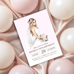 Elegant Tender Pink Princess 18th Birthday Invitation