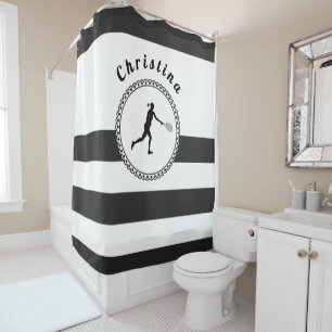 Elegant Tennis Design Player Coach Personalised Shower Curtain