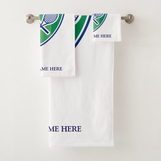 Elegant tennis logo towel set with custom name (Insitu)