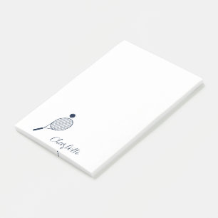 Elegant Tennis Player Monogram Personalised Script Post-it Notes