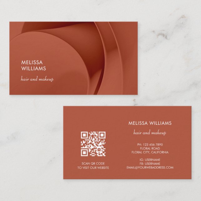 Elegant Terracotta 3D Abstract Art Business Card (Front/Back)