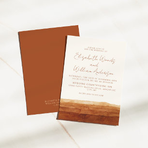 Elegant Terracotta Abstract Desert Boho Wedding Invitation