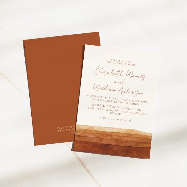 Elegant Terracotta Abstract Desert Boho Wedding Invitation (Creator Uploaded)
