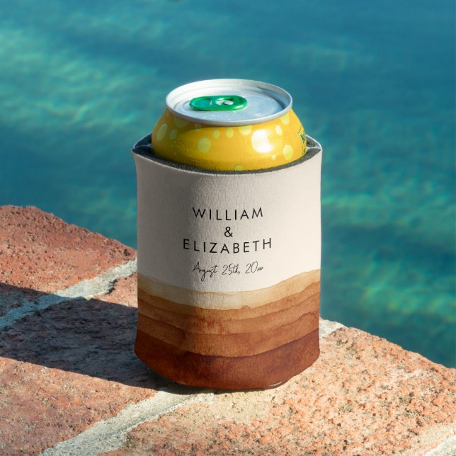 Elegant Terracotta Abstract Desert Personalised  Can Cooler (In Situ Pool)
