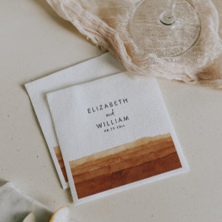 Elegant Terracotta Abstract Desert Wedding Napkin