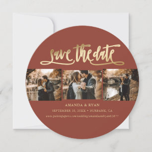 Elegant Terracotta and Gold Wedding Photo Save The Date