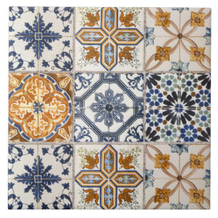 Elegant terracotta and white blue Colourful Ceramic Tile