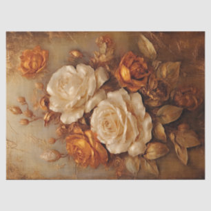 Elegant terracotta and white roses copper flowers tissue paper
