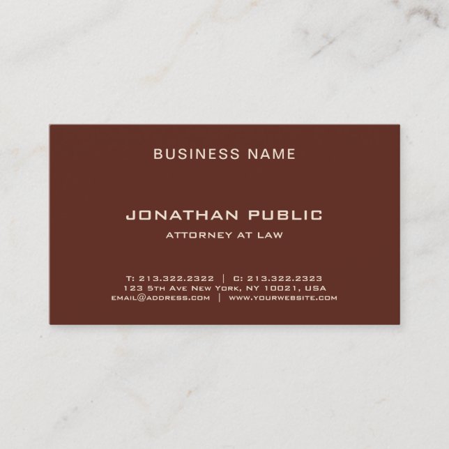 Elegant Terracotta Attorney at Law Lawyer Business Card (Front)