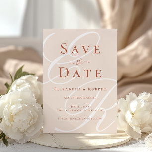 Elegant Terracotta & Beige Monogram Wedding Save The Date