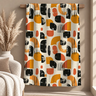 Elegant Terracotta Black Boho Rainbow Throw Blanke Fleece Blanket