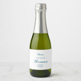 Elegant Terracotta & blue | Bridal Shower Mini Wi Sparkling Wine Label