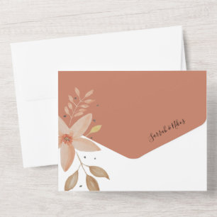 Elegant Terracotta Blush Watercolor Flowers All In One Invitation