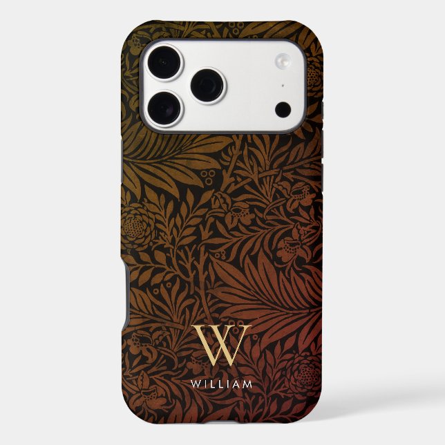 Elegant Terracotta Boho Botanical Pattern Monogram (Back)