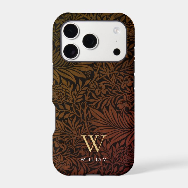 Elegant Terracotta Boho Botanical Pattern Monogram (Back)